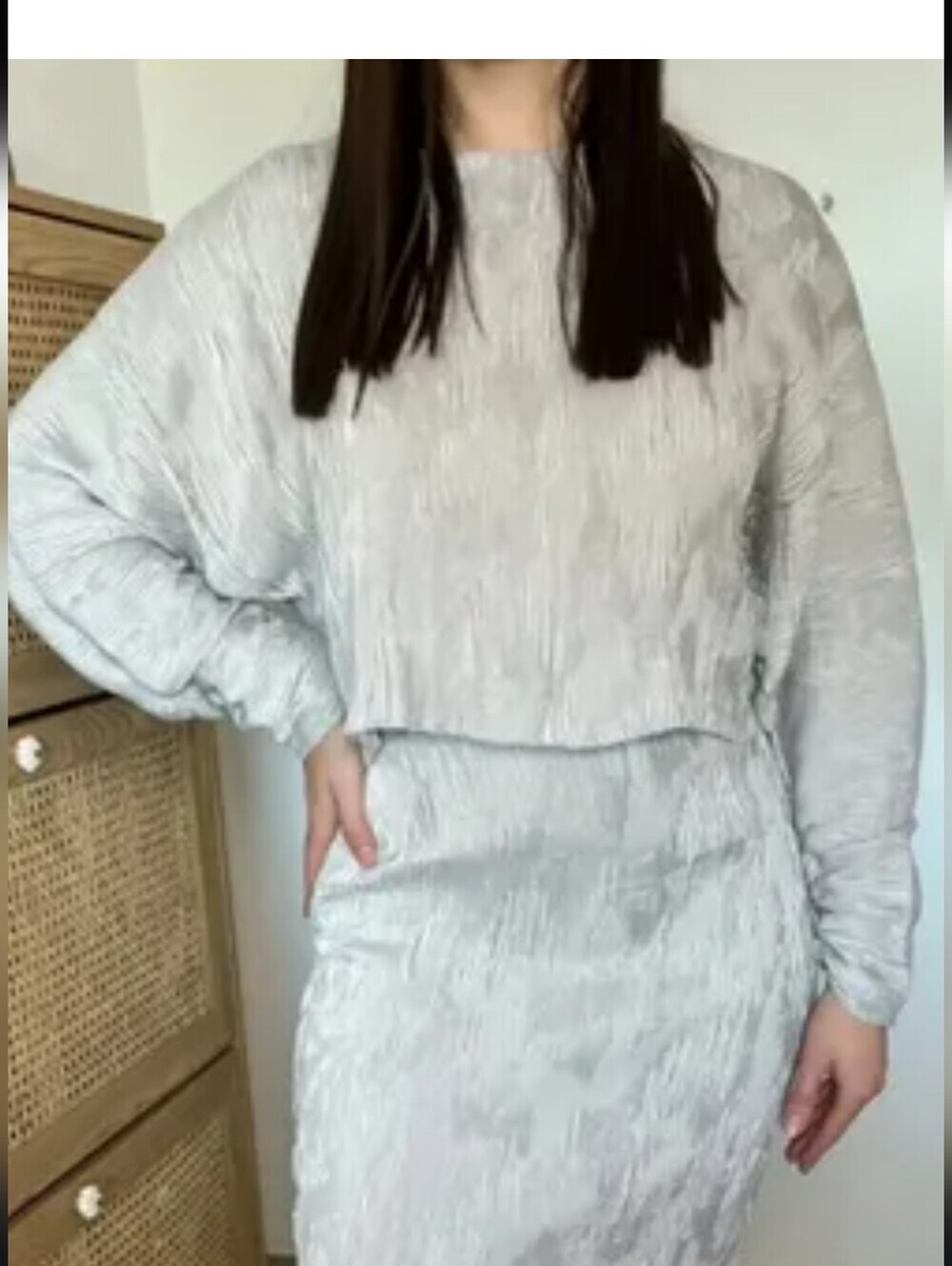 Zara crop top Crinkle Doman Long Sleeves Strech Medium